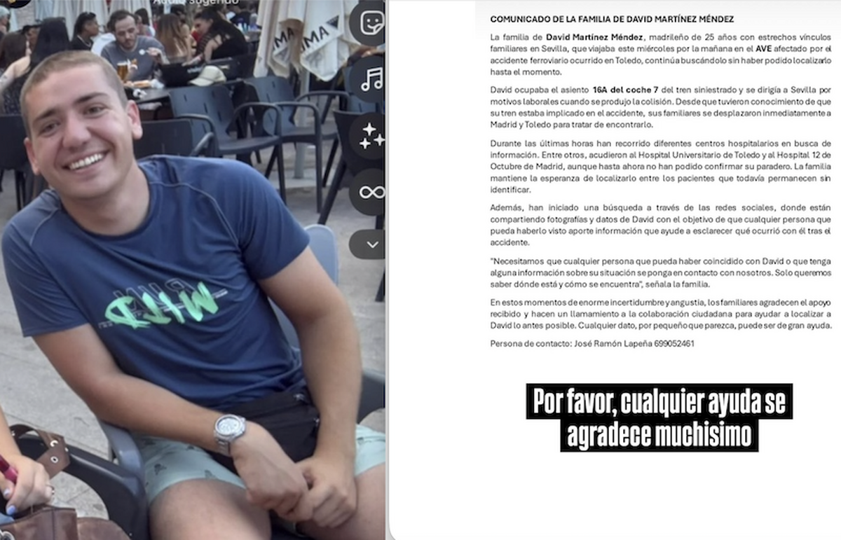 Incertidumbre: la familia de David Martínez (Majadahonda) comparte su foto y pide información para saber si está vivo
